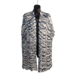 A&I Gray/White Sweater Cardigan /Poncho One Size NWT